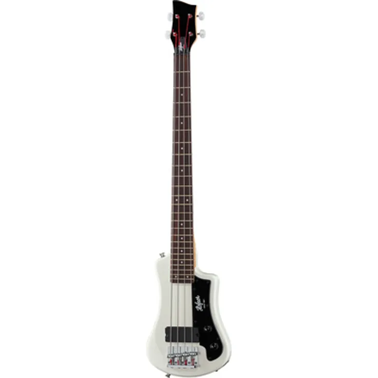 Höfner Shorty Bass White, E-Bass mit Linde Korpus, Ahorn Hals und Humbucker Pickup, 24 Bünde, Short Scale 30"