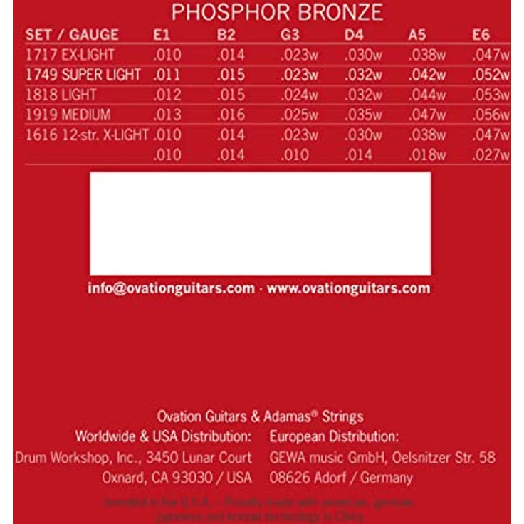 Adamas 1749 Historic Reissue, Phosphor Bronze Gitarrensaiten für Westerngitarre, Super-Light .011-.052, warmer und erdiger Ton, Verpackung – Bild 2