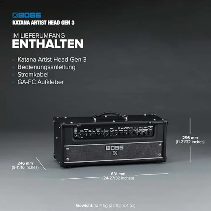 Boss Katana Artist Head Gen 3, 100 Watt Modeling Verstärker mit Tube Logic-Sound und fünf Effekt-Sektionen, grau-schwarz – Bild 3