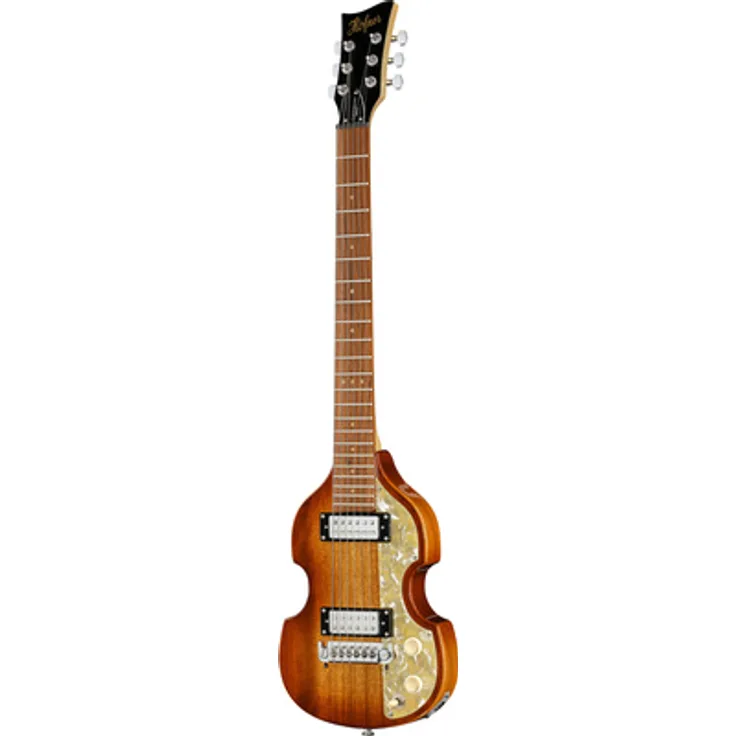 Höfner Shorty Violin Guitar SB/Per, E-Gitarre mit Mahagoni-Korpus, Ahorn-Hals und Sunburst-Finish, inkl. GigBag