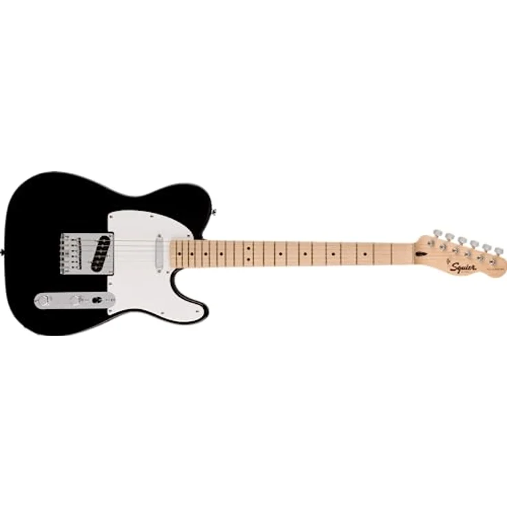 Squier by Fender Sonic Telecaster, E-Gitarre mit Ahorngriffbrett und weißer Schlagplatte, Schwarz, inklusive kostenloser virtueller Kurse auf Fender Play – Bild 1