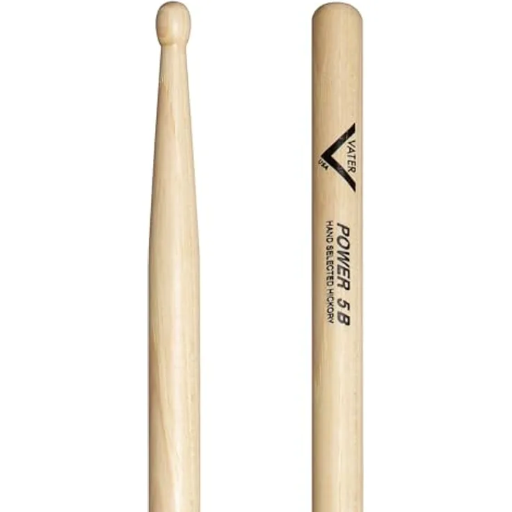 Vater 5B Power Drum Sticks, American Hickory Holz, 16 1/2" Länge, 0,610" Durchmesser, Holz Kopf