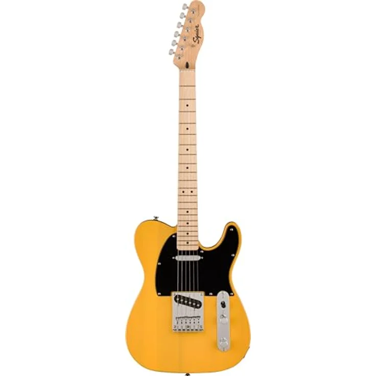 Squier by Fender Sonic Telecaster, E-Gitarre mit Ahorngriffbrett und schwarzer Schlagplatte, Butterscotch Blonde, inklusive kostenloser virtueller Kurse auf Fender Play – Bild 1