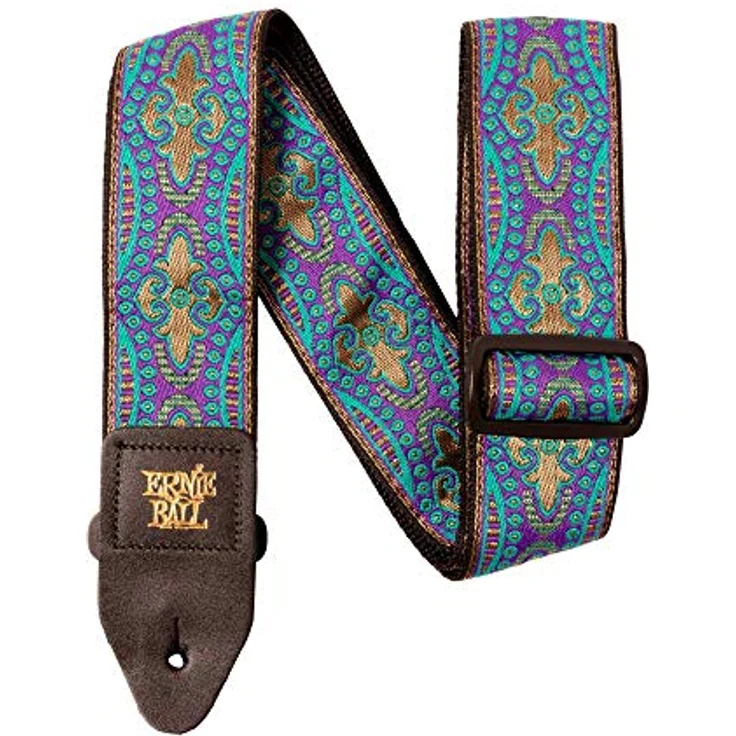 Ernie Ball Guitar Strap Kashmir Moonrise, Gitarrengurt aus Polypropylen mit Lederenden, verstellbar von 104 cm bis 183 cm, Jacquard-Muster in Kashmir Moonrise – Bild 3