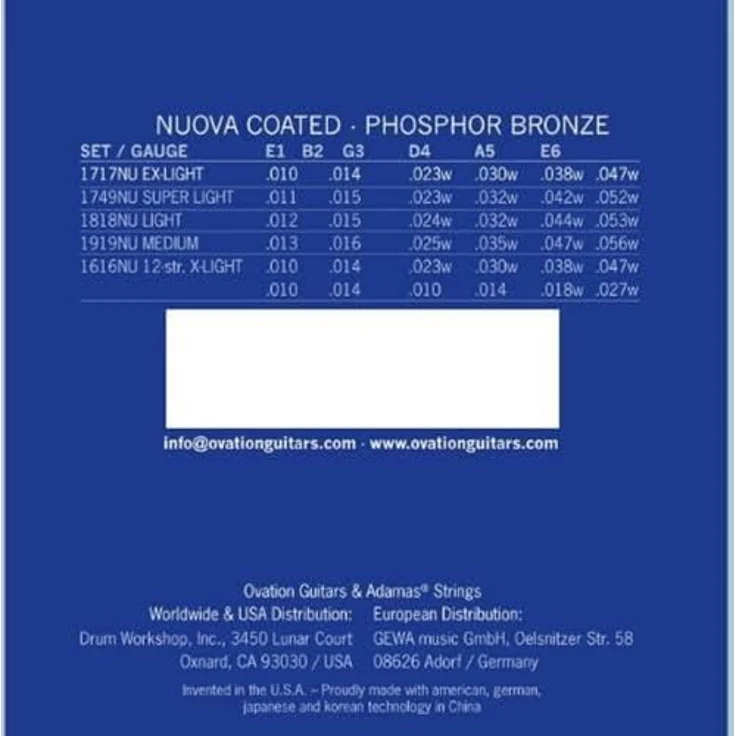 Adamas 1717NU Nuova Coated Gitarrensaiten, Phosphor Bronze, Extra-Light .010 .014 .023w .030w .038w .047w, warmer erdiger Ton – Bild 4