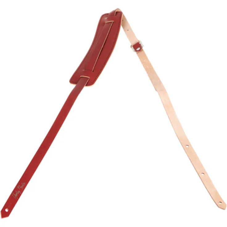 Harley Benton Vintage Strap Red, Gitarrengurt aus Leder mit gepolsterter Schulterauflage, maximale Länge 145 cm, rot