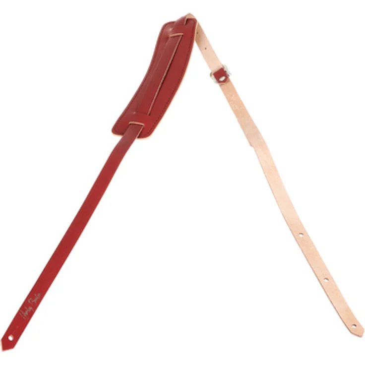 Harley Benton Vintage Strap Red, Gitarrengurt aus Leder mit gepolsterter Schulterauflage, maximale Länge 145 cm, rot