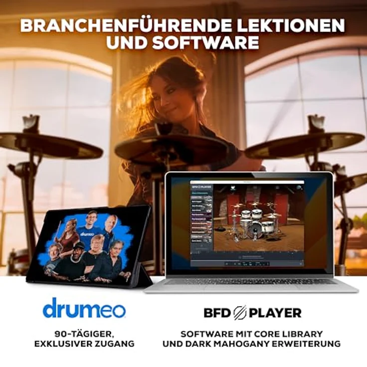 Alesis Crimson III Mesh E-Drum Kit, vielseitiges E-Drum Set mit 40 Drumkits, 12" Zwei-Zonen Snare und 14" 3-Zonen Ride Becken, schwarz – Bild 7