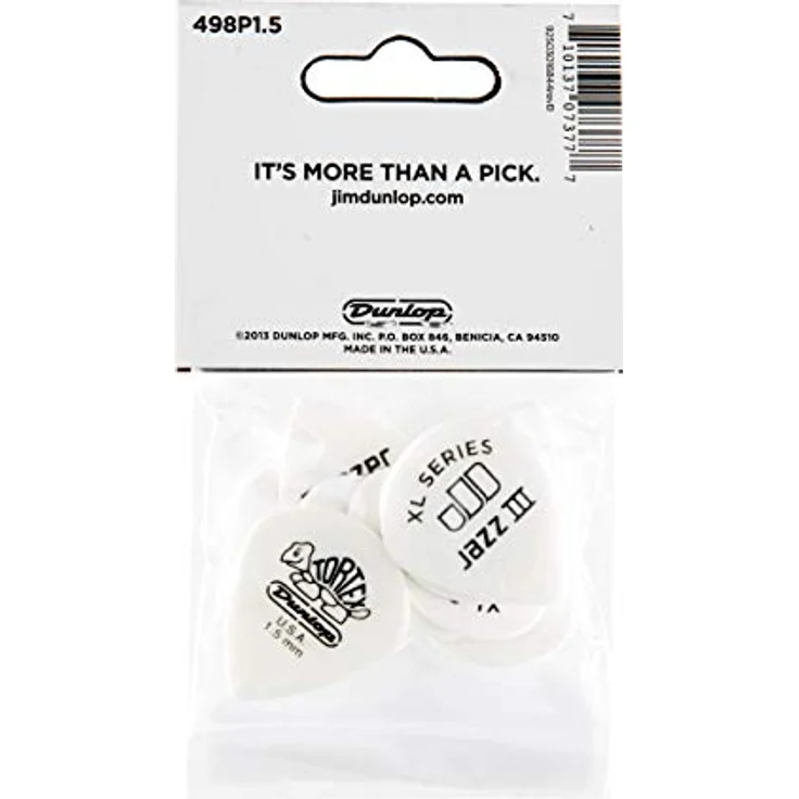 Jim Dunlop Tortex Jazz III XL Plektrum, 1,50mm, 12 Stück mit aggressiver Tortexkante und klarem Klang – Bild 5