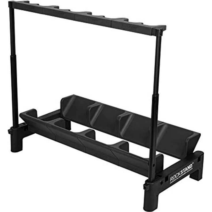 Rockstand RS 20866 4, Gitarrenständer für bis zu 4 Akustikgitarren, E-Gitarren und E-Bässe, schwarz mit anthrazitfarbenen Softpads, klappbar, kompakt faltbar – Bild 2