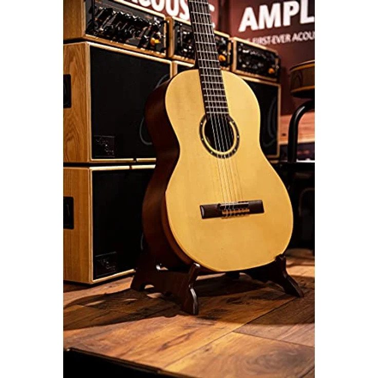 Ortega Guitars Wood Guitar Stand, Gitarrenständer aus Birke in Dunkelbraun für Akustik- und E-Gitarren, einfach aufzubauen mit Anti-Rutsch Polsterung – Bild 5