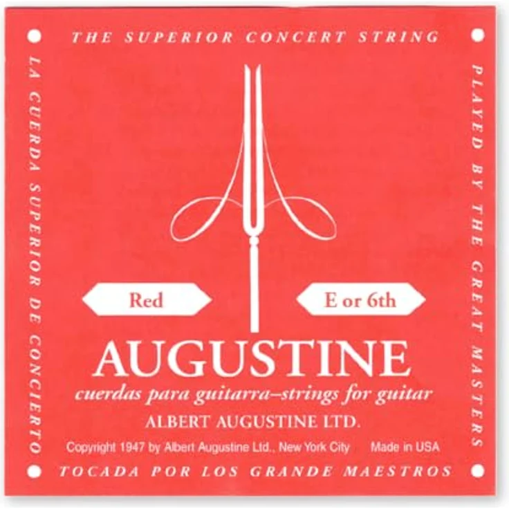 Augustine Red Label E6, versilberte Bass-Saite für Klassik-Gitarre in Medium Tension, Einzelsaite
