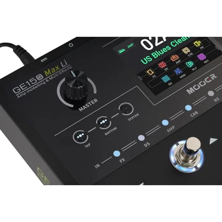 Mooer GE150 Max Li, Gitarren-Multieffekt Pedal mit 55 Verstärkermodellen, 170 Effekten und kabellosem Betrieb, schwarz – Bild 6