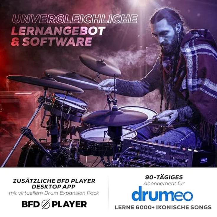 Alesis Strata Prime E-Drum Kit, professionelles E-Drum Set mit 10,1" Touch Display, BFD Sound Engine, 440 Kit Pieces, 40 GB Speicher, 20" Bass Drum und 14" aktives Hi-Hat System – Bild 7