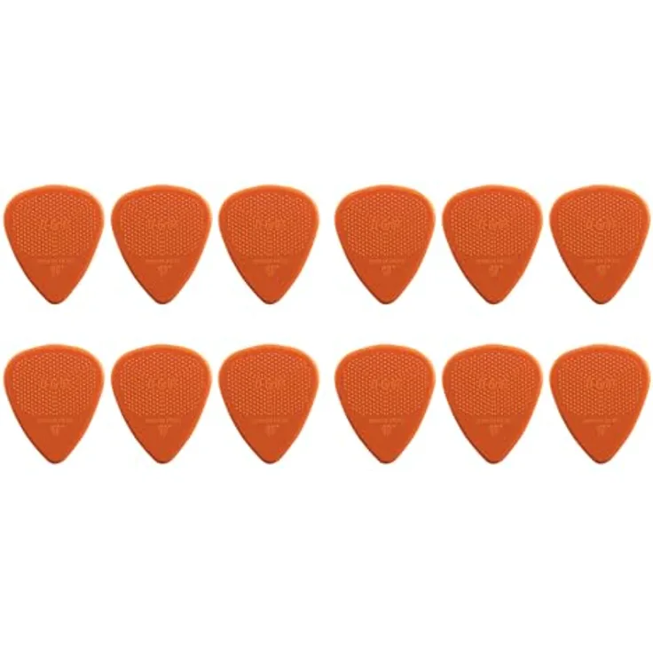 D-Grip Picks 351 Nylon Orange 1,14mm, Plektrum mit 3D-Grip-Textur, Packung mit 12 Stück