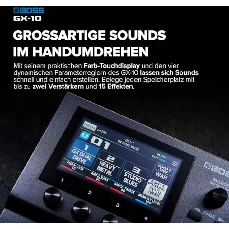 Boss GX-10, Gitarren-Multieffektpedal mit 198 Speicherplätzen, Touchscreen und AIRD-Technologie – Bild 4