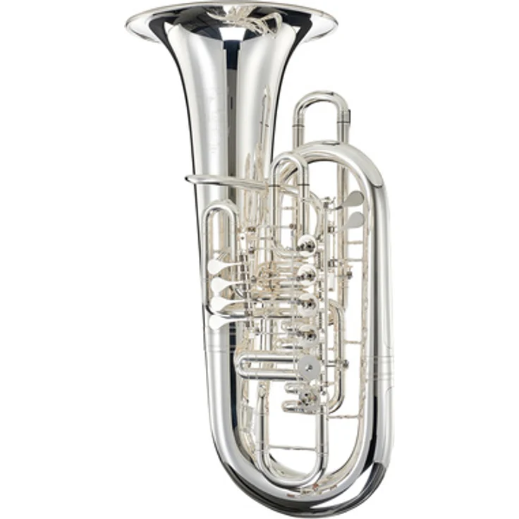 Melton 6460-S "Kodiak" F-Tuba, versilberter Messingkorpus, 6/4 Größe, 6 Drehventile, inkl. Gigbag und Perantucci PT-64 Mundstück