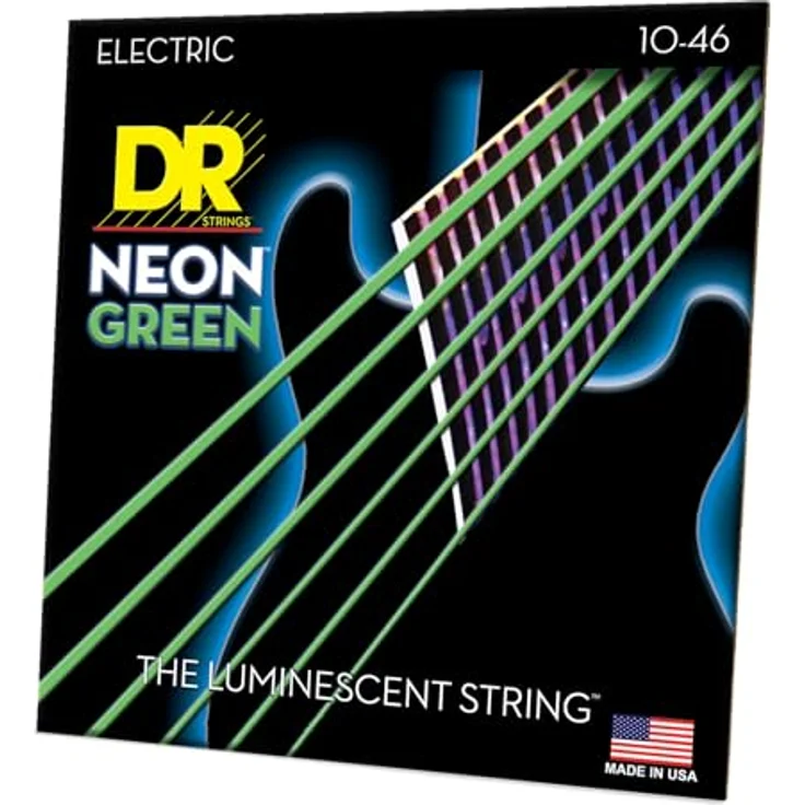 DR STRINGS NGE10 Gitarrensaiten, beschichtet in Neon-Grün, Medium (10-46) für klaren Klang und brillante Töne – Bild 1