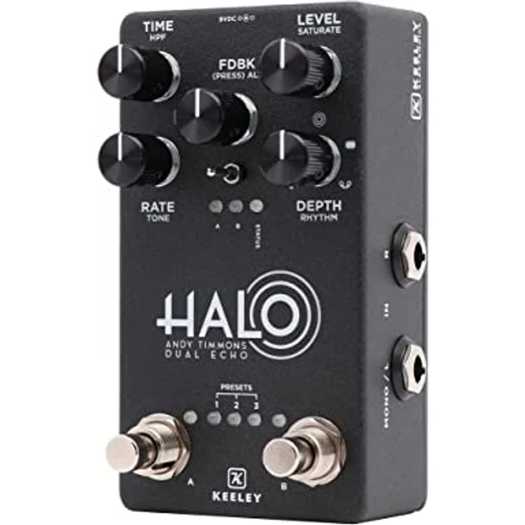 Keeley HALO Andy Timmons Dual Echo, True Stereo Delay Pedal mit 1500 ms max. Delay, 5 Rhythmus-Modi und 8 Presets – Bild 3