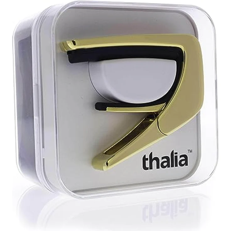 Thalia Capo Shell Collet Blue Abalone Gold, hochwertiger Kapodaster mit ein-Hand-Bedienung und austauschbaren Fretpads für verschiedene Griffbrett-Radien – Bild 2