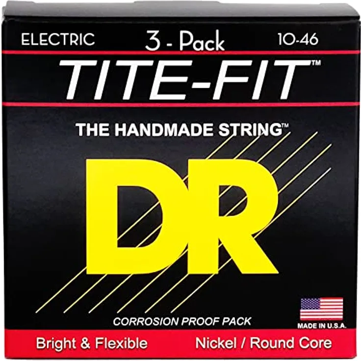 DR Strings Tite-Fit MT-10, E-Gitarrensaiten Satz im 3-Pack, Nickel plated steel, Stärken .010 .013 .017 .026w .036w .046w