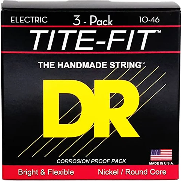 DR Strings Tite-Fit MT-10, E-Gitarrensaiten Satz im 3-Pack, Nickel plated steel, Stärken .010 .013 .017 .026w .036w .046w – Bild 1