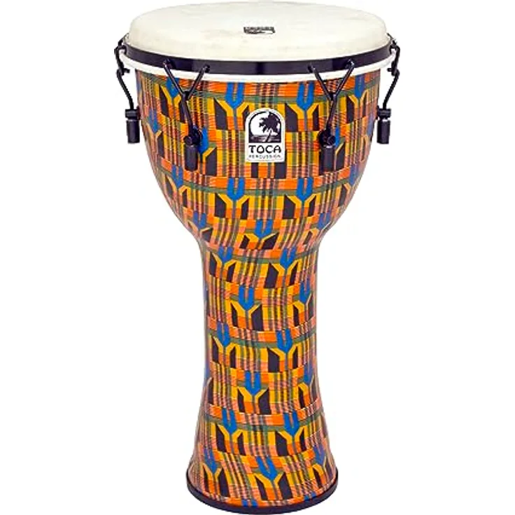 TOCA TO803259 Djembe Freestyle, Mechanisch gestimmt, Kente Cloth 12'', Höhe 24''
