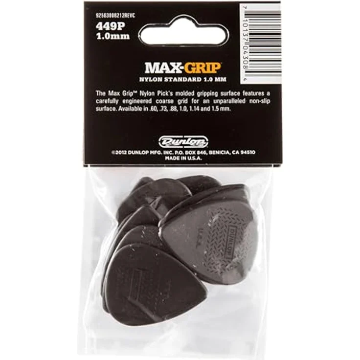 Dunlop Nylon Max Grip 1.0 Player Pack, Plektrum Set mit 12 Stück, Stärke 1,00 mm, Nylon – Bild 2