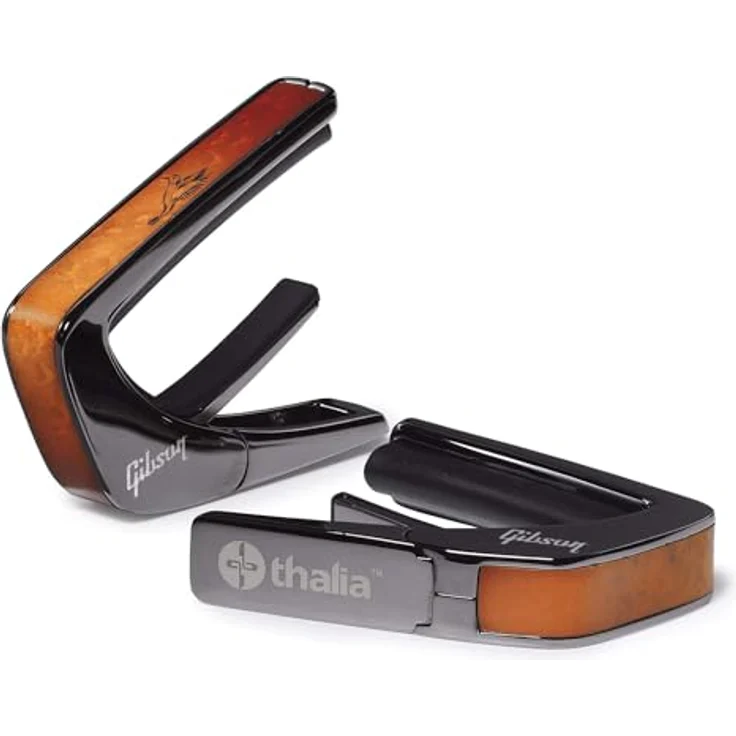 Thalia Capo Hummingbird Black/Chrome, Kapodaster mit Gibson Hummingbird Einlage, Ein-Hand-Bedienung, schwarzes Chrom-Finish – Bild 1