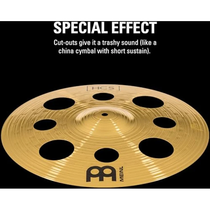 Meinl Cymbals HCS Trash Crash 16 Zoll, Schlagzeug Becken mit Löchern aus Messing, traditionelles Finish (HCS16TRC) – Bild 2