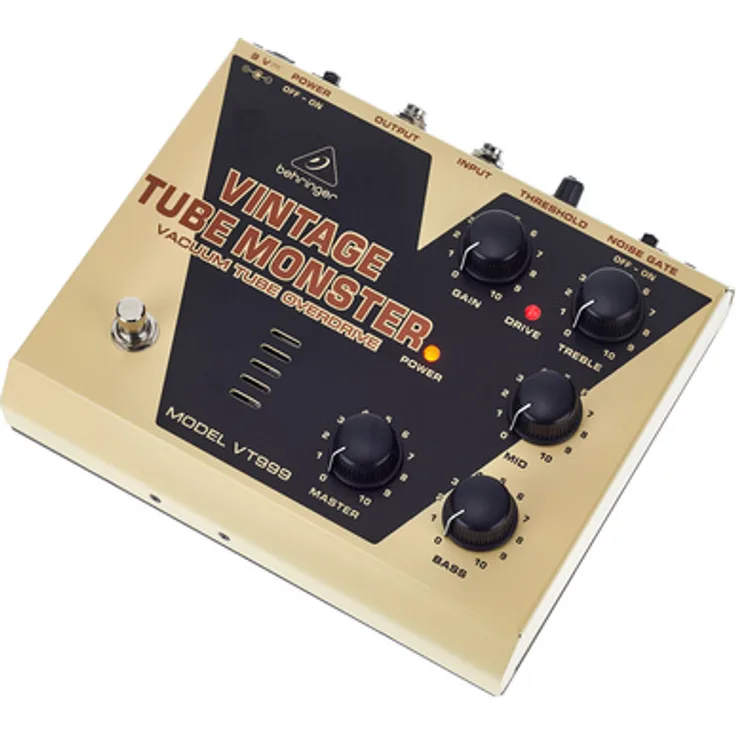 Behringer VT999 Vintage Tube Monster Overdrive-Pedal mit 12AX7 Röhre und schaltbarem Noise Gate, inkl. Netzteil