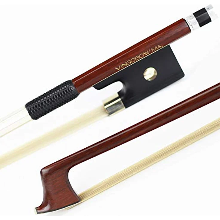 VingoBow 4/4 Master Pernambuco Violinenbogen Nr. 920V, elegantes Design mit Sterlingsilberwicklung und Ebenholzfrosch, dunkelbraun – Bild 5