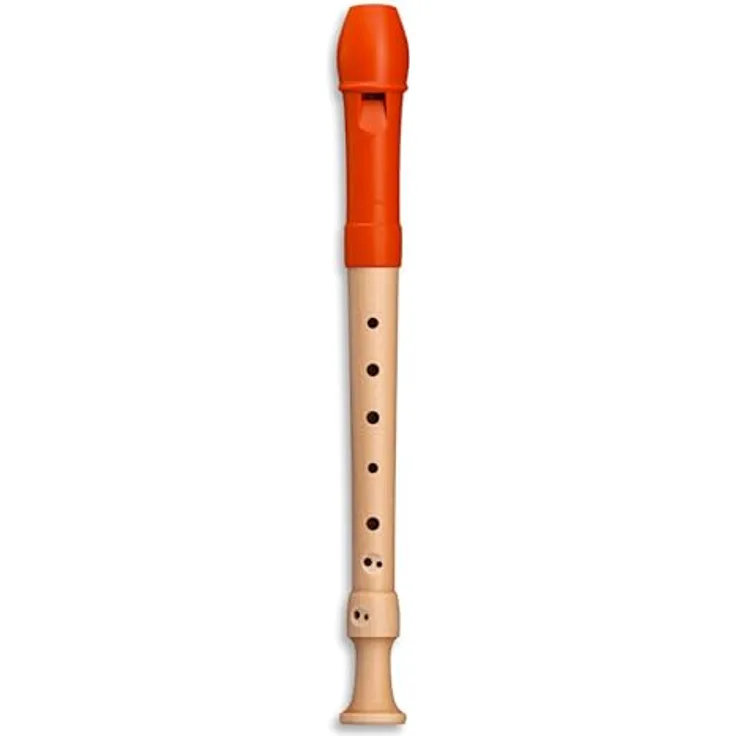 Mollenhauer 17414 Fipple Digi Soprano B, Sopranblockflöte in C, Barocke Griffweise, Kunststoffkopf, Unterstück aus Ahornholz, orange