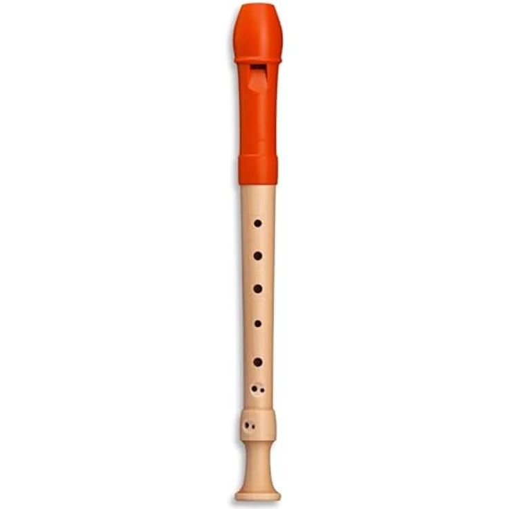 Mollenhauer 17414 Fipple Digi Soprano B, Sopranblockflöte in C, Barocke Griffweise, Kunststoffkopf, Unterstück aus Ahornholz, orange – Bild 1