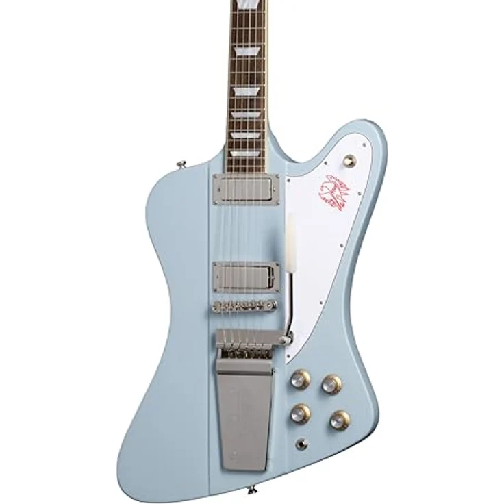 Epiphone 1963 Firebird V, E-Gitarre mit Mahagoni Korpus, Alnico 5 Mini-Humbucker und ReDesigned Maestro Tremolo, Frost Blue – Bild 2