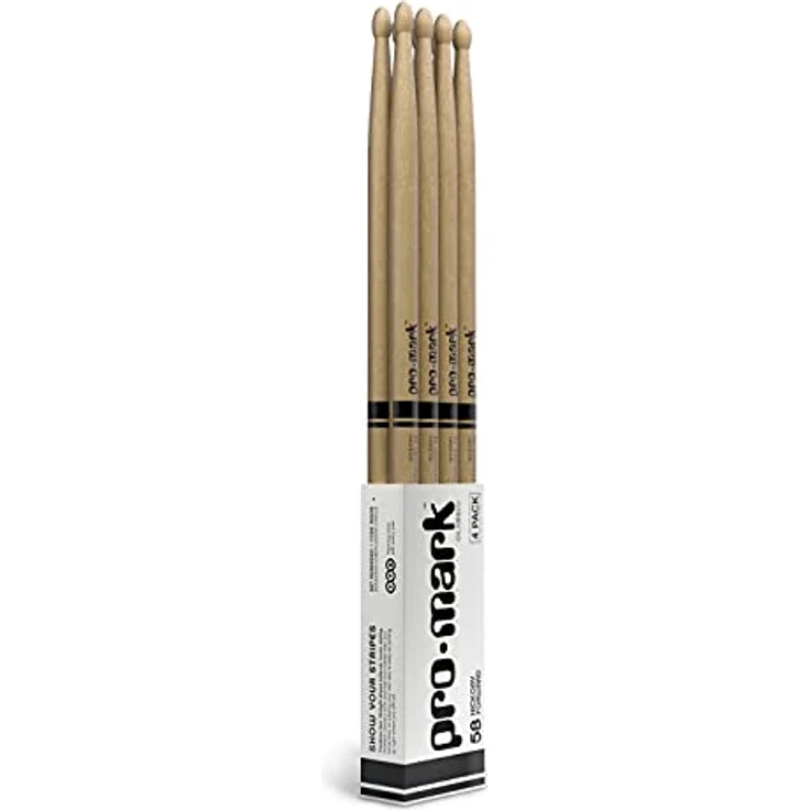 Pro Mark 5B Classic Forward H.4pcs Pack, 4er Set Hickory Drumsticks mit ovaler Spitze, 40,64 cm Länge, 1,5 cm Durchmesser, Forward Balance für erhöhte Schlagkraft – Bild 1