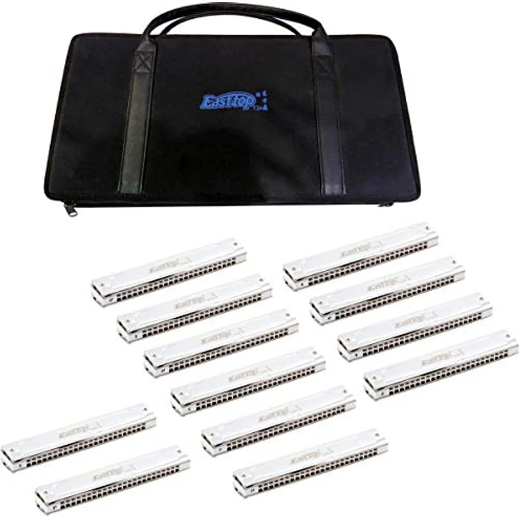 East Top T2406S Mundharmonika 12er Set, 24-Loch Tremolo mit Phosphorbronze Schilf für professionelle Spieler und Anfänger, ideales Geschenk – Bild 1