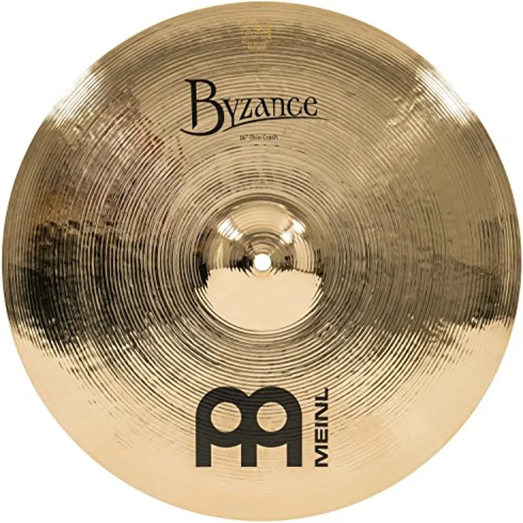 Meinl 16" Byzance Thin Crash, handgehämmertes B20 Bronze Schlagzeugbecken mit brillantem Klang und schnellem Ansprechverhalten