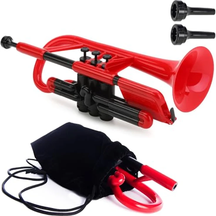 pBone music pCornet Red, Bb-Kornett aus ABS-Kunststoff, leicht und robust, inkl. Tasche und Kunststoffmundstück – Bild 1