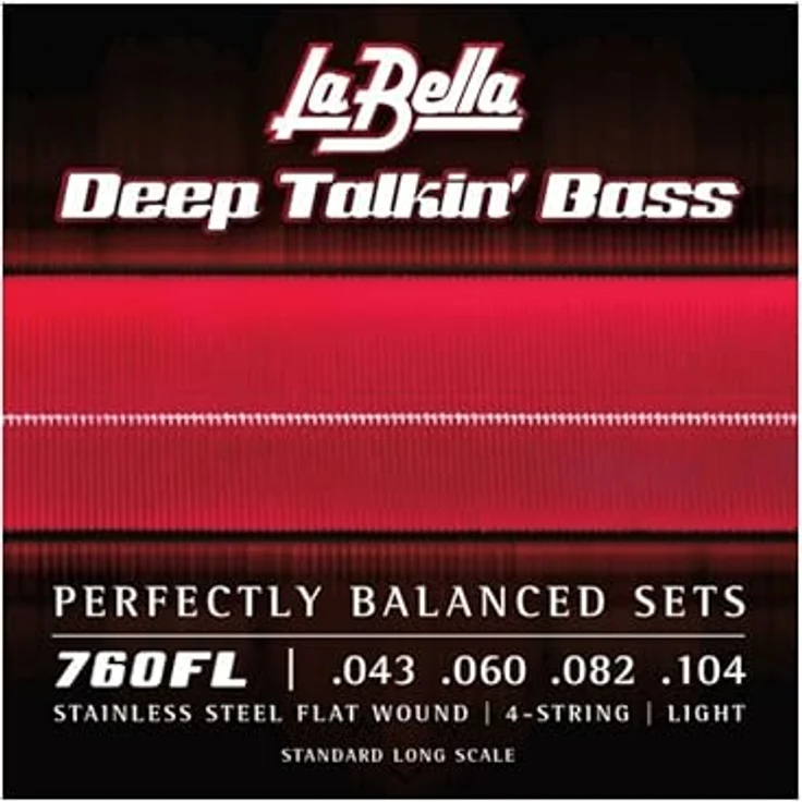 La Bella 760FL Flatwound E-Bass Saiten, Edelstahl-Flachgewickelt, Saitenstärken 043-104, Standardlänge mit langer Mensur – Bild 1
