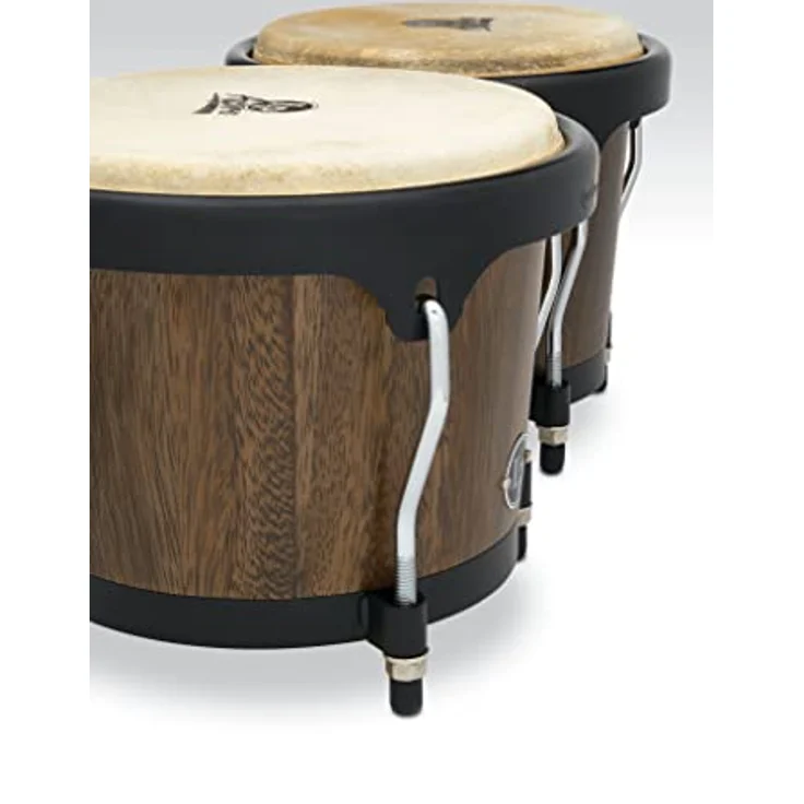 LP LPA601-SW Aspire Walnut Bongos, Siamesisches Walnußholz, 6 3/4" und 8", Naturfelle, matt schwarze Hardware – Bild 4