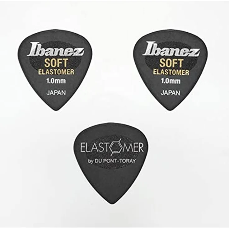 Ibanez BEL16ST10S-HBK, Plektren-Set aus Elastomer Soft, Stärke 1,0 mm, Short Teardrop, Hazy Black, 3 Stück, made in Japan – Bild 4