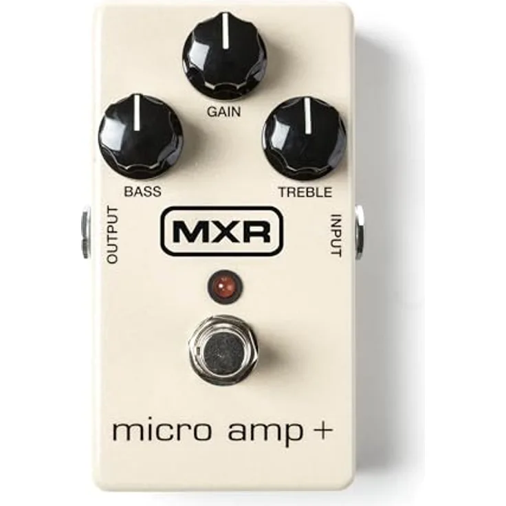 MXR M 233 Micro Amp Plus, Boost Effekt Pedal mit bis zu 26 dB Boost, True Bypass, 2-Band EQ und Metallgehäuse