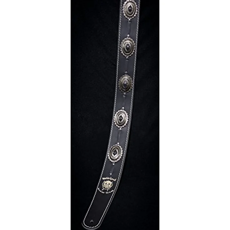 Richter 1565 Motörhead Strap, Gitarrengurt aus Premium Büffelleder, schwarz, verstellbar von 100-147 cm, mit Motörhead Logo und Concho "Old Silver" – Bild 3