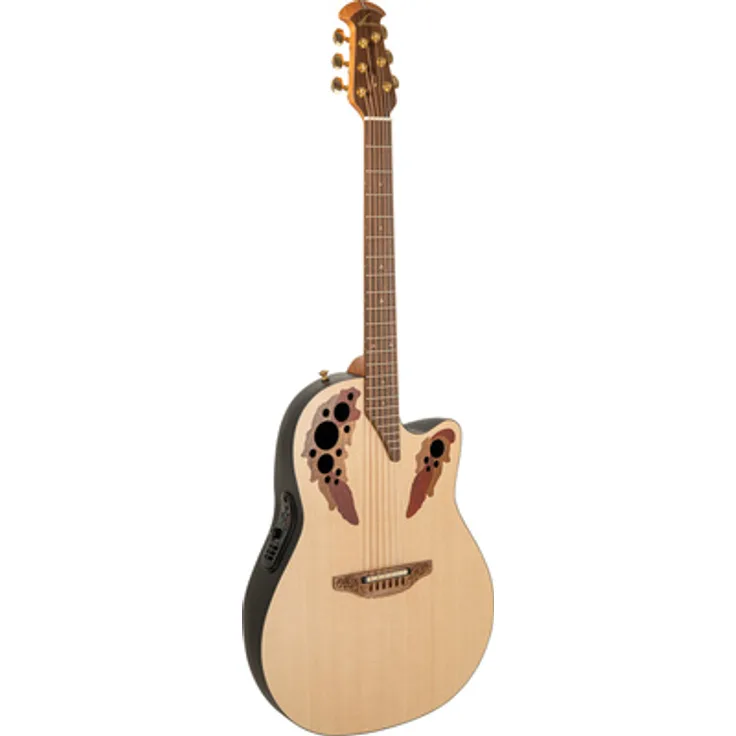 Ovation Pro Elite 1768-4S-G USA, Westerngitarre mit massiver Sitka-Fichtendecke, OCP-1K Pickup und OP-Pro Preamp, 5-teiligem Walnuss-Ahorn Hals, inklusive Koffer