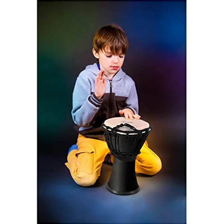 XDrum Primero Junior Djembe 31cm, PVC mit Schnur-Stimmsystem, kompakt und leicht, schwarz – Bild 2