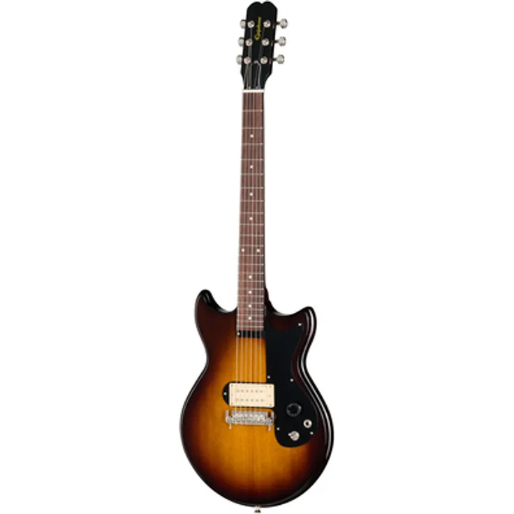 Epiphone Joan Jett Olympic Special VSB, E-Gitarre im DC-Style mit Mahagoni-Korpus und Palisander-Griffbrett, Vintage Sunburst