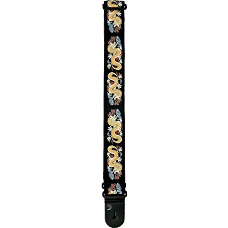 Daddario 50F08 Dragon Gitarrengurt, Retro Classics Design mit extra starken Lederenden, verstellbar von 89 bis 151 cm, schwarz/beige, Breite 50 mm – Bild 3