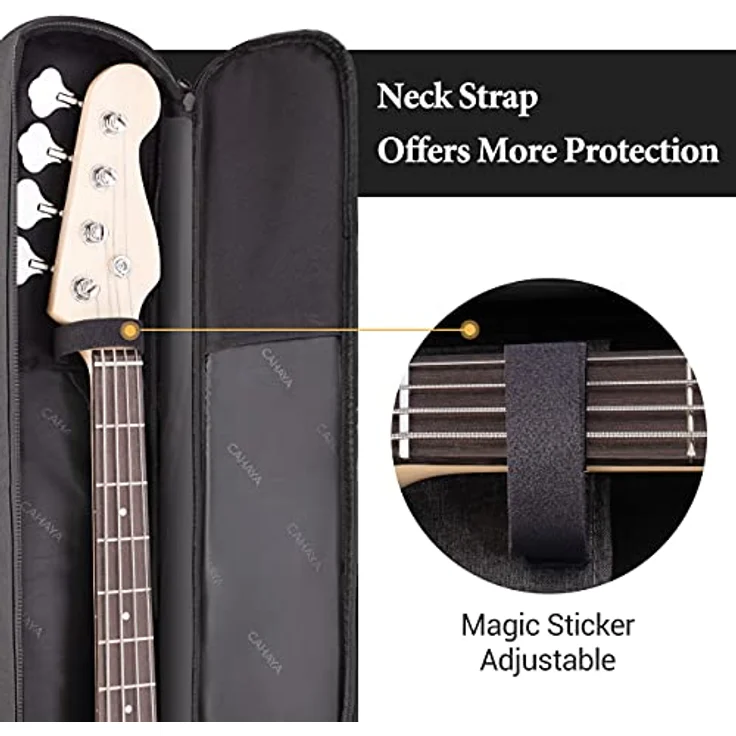 CAHAYA Elektrische Bass Gitarrentasche Gigbag, Gepolstert mit 8 mm Polsterung für 43 Zoll und 46 Zoll E-Bass Gitarre, Schwarz, CY0202-2 – Bild 3