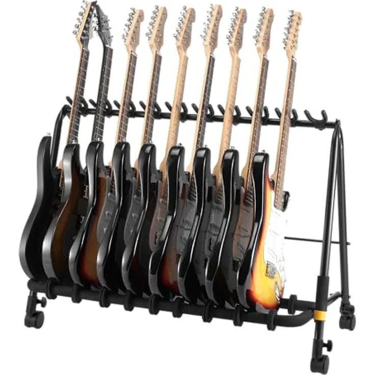 Hercules Stands HCGS-525B+, 5-fach Gitarren/Bassständer mit Rollen, schwarz, individuell anpassbare Abstände, max. Belastung 80 kg – Bild 2